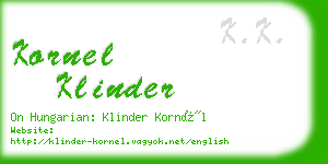 kornel klinder business card